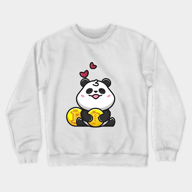 panda huging bitcoin Crewneck Sweatshirt by fflat hds